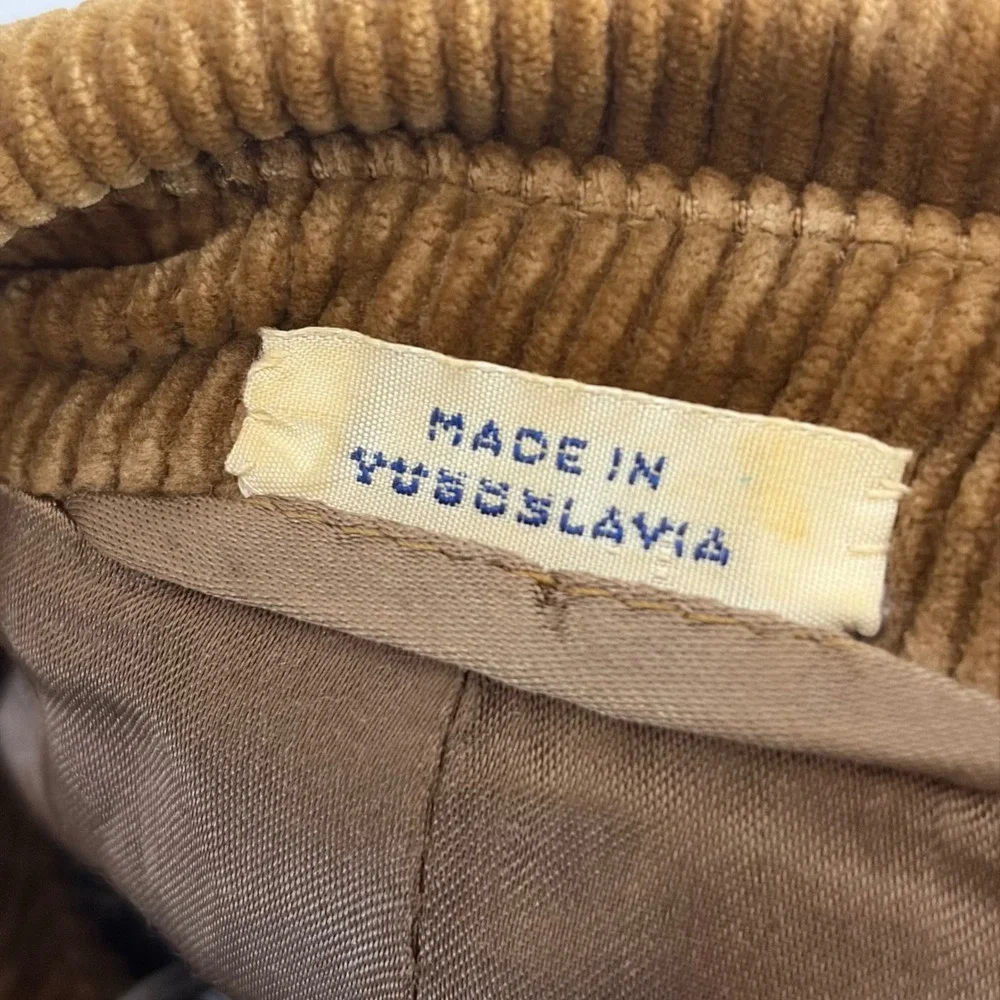 Vintage 70s Europe Craft‎ Corduroy Western Blazer Suede Patch Tan Jacket 44L